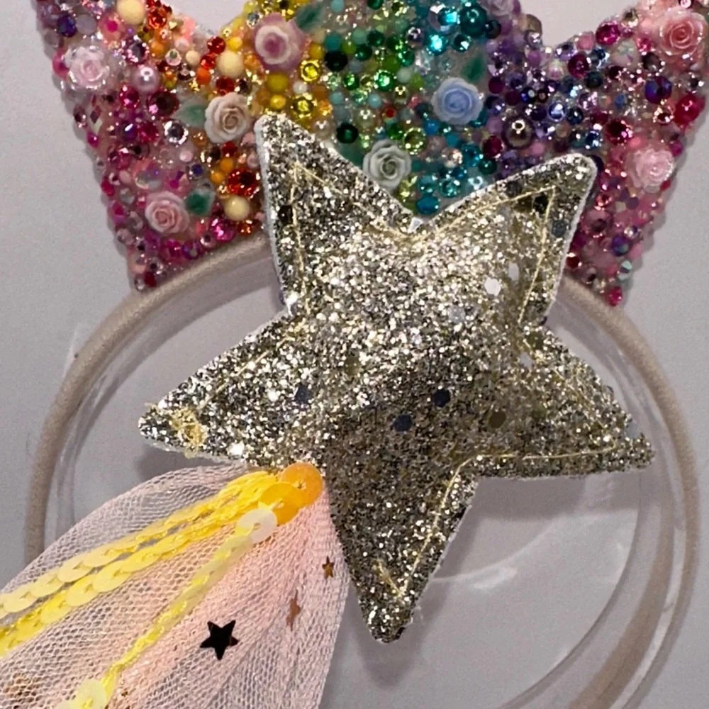 Rainbow Roses Rhinestone Princess Tiara and Wand